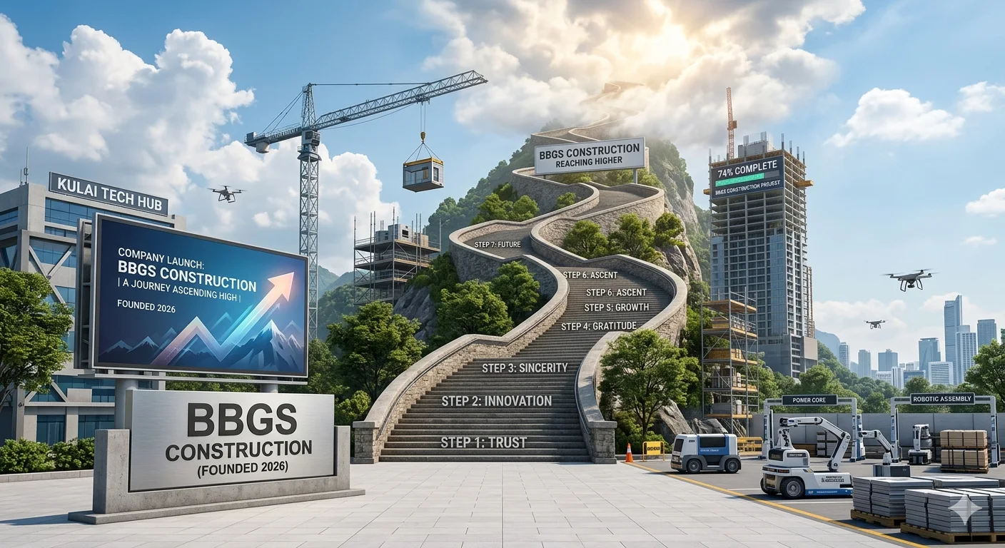BBGS Construction project vision image with construction site and growth path