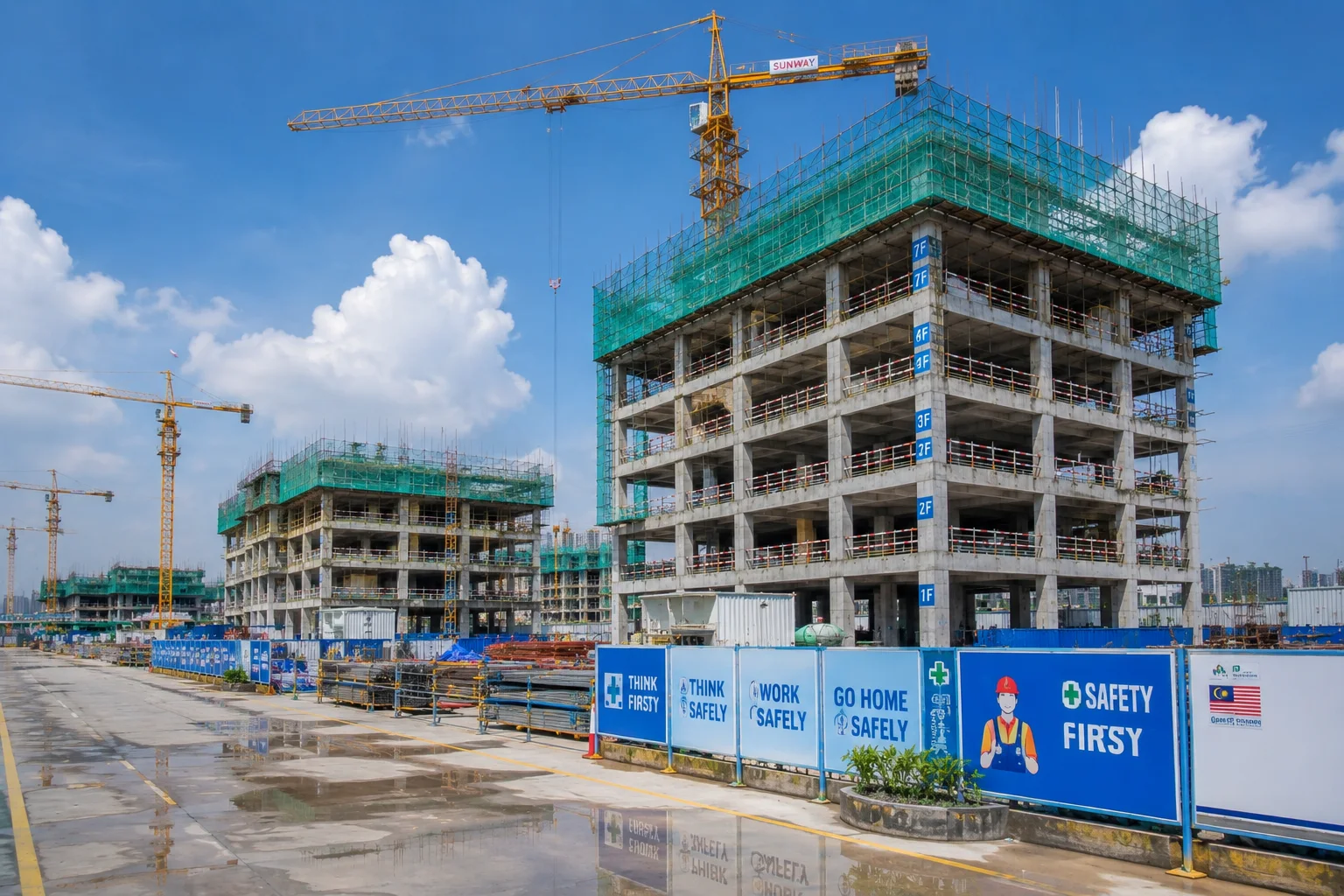 BBGS Construction site with tower cranes and active building work